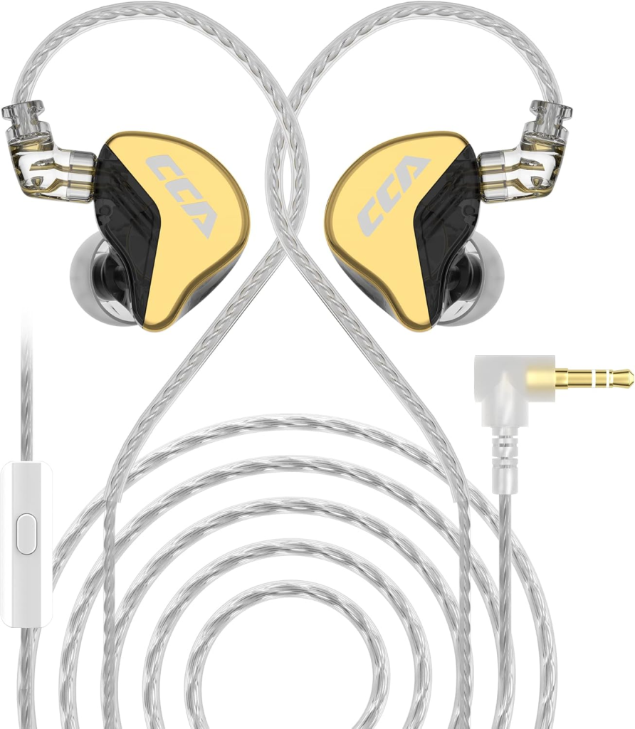 CCA CRA+ in Ear Monitor Earphone, Patented Ultra-Thin Diaphragm Dynamic Driver IEM, Clear Sound & Deep Bass, Wired Earbuds with Tangle-Free Removable Cord